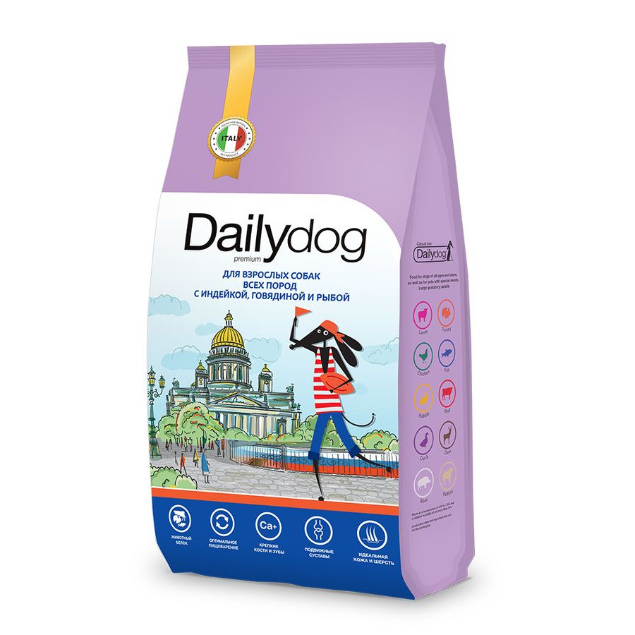 Dailydog Casual сухой корм для взрослых собак всех пород с индейкой,  говядиной и рыбой - 20 кг | Купить в Нижний Тагиле